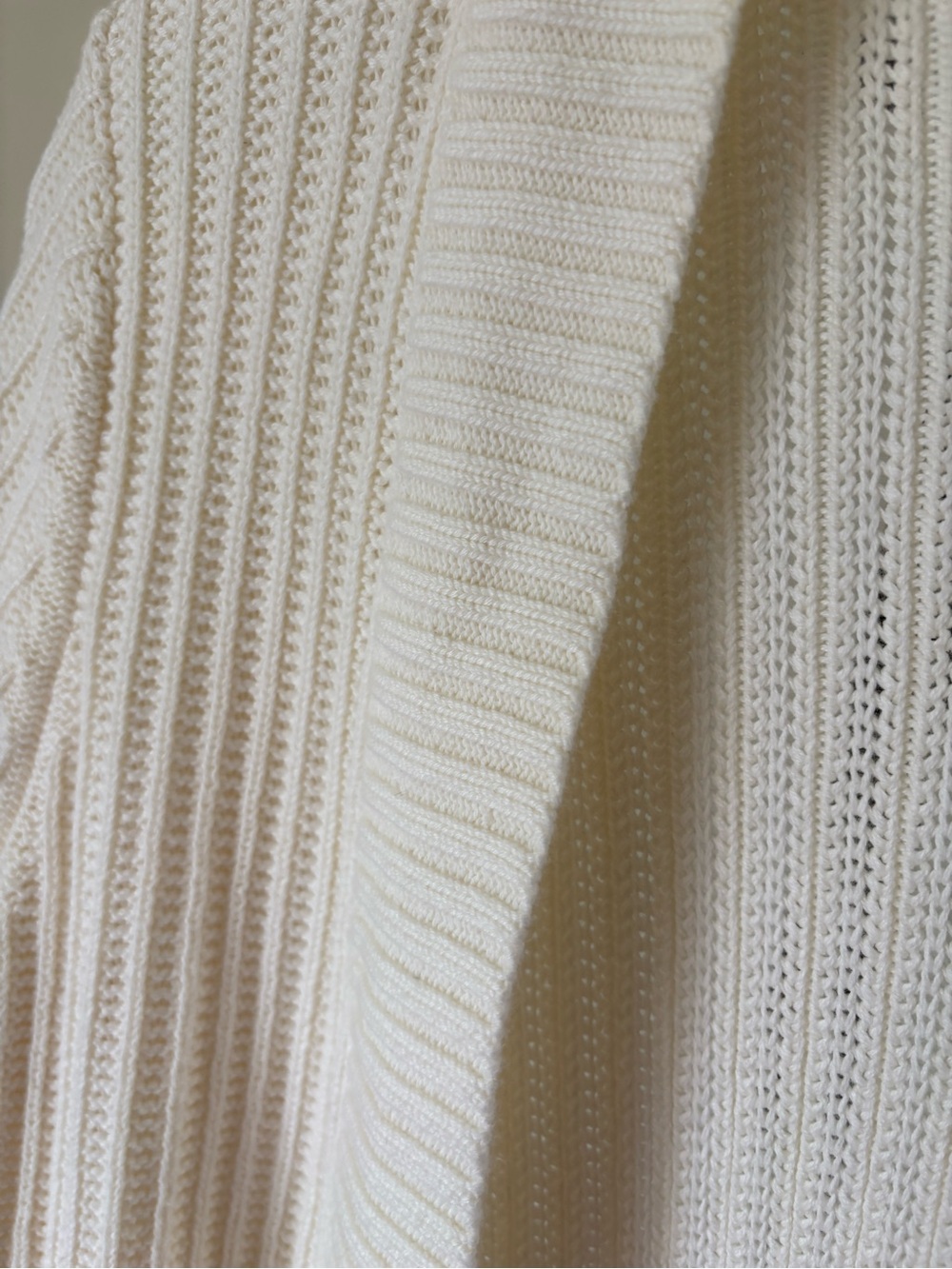 L.L. Bean Cream Ribbed Open-Front Cardigan - Picture 6 of 6